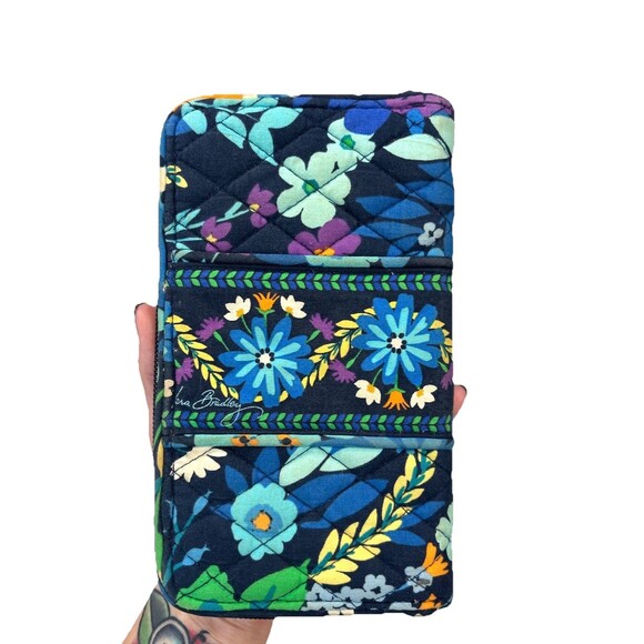 Vera Bradley Wallet Zip Around Quilted Cotton Blue Floral Organizer - Picture 3 of 8